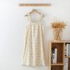 Crepe cotton seersucker women's summer suspender nightdress long dress sexy loungewear printed Korean version cute