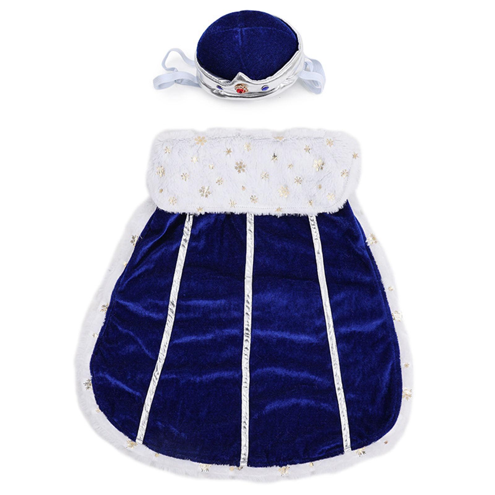 

Элегантный королевский костюм для собаки с короной, дышащий наряд для питомца для косплея для ношения на Хэллоуинской вечеринке в помещении и на открытом воздухе S синий