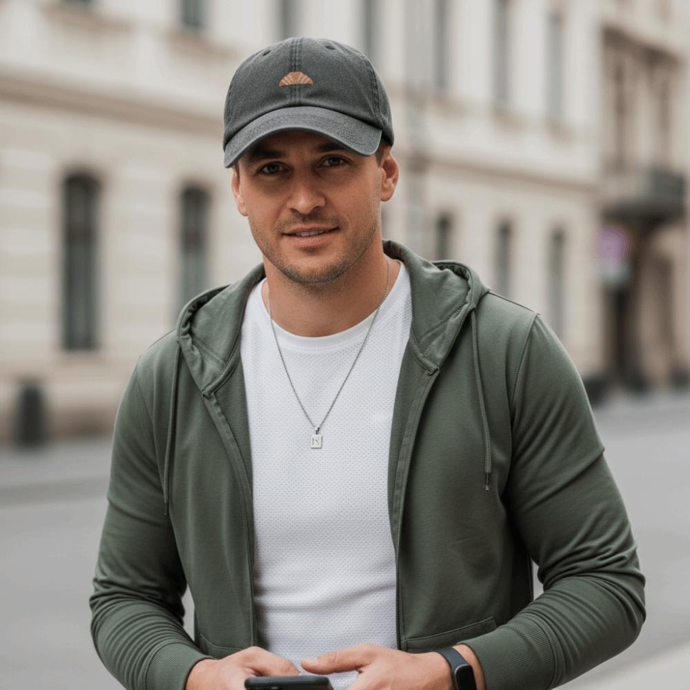 Washed Cotton Croissant Printing Baseball Cap Visor Adjustable Baseball Hats Faded Leisure Sunscreen Hats
