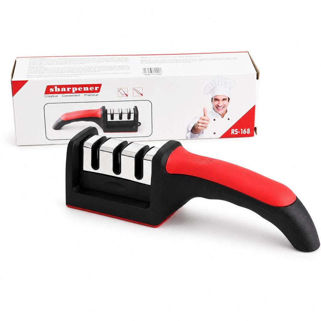 Four-Stage Manual Kitchen Knife Sharpener for Chef and Slicing Knives