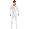 Herren Glatter Unifarbener Langarm Rundhals Bodystocking Nachtwäsche Body