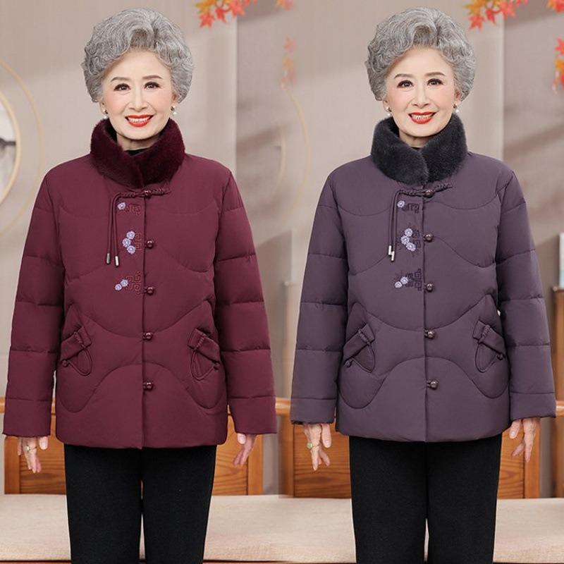 Old man down jacket women's winter clothing white duck down jacket old lady warm clothes grandma cold top