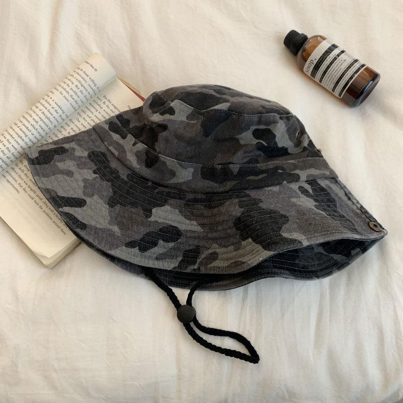 Vintage camouflage bucket hat women spring summer outdoor hiking shading sun climbing hat western cowboy hat