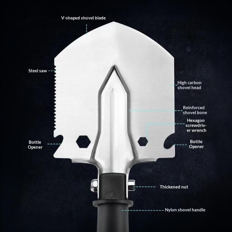Outdoor Multi-functional Military Shovel Portable Lightweight Stainless Steel Digging Spade for Camping Hiking Backpacking