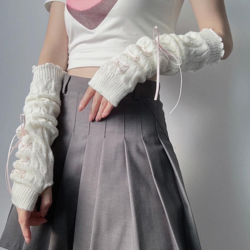 2pack Adjustable Lolitas Fashion Arm Sleeves Stylish Knitted Arm Sleeves Schoolgirl Cosplay Accessories