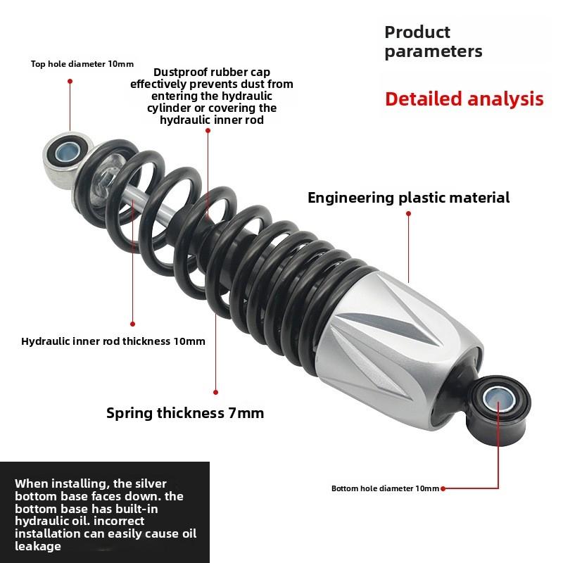 Universal Motorcycle Hydraulic Rear Shock Absorber 250mm 270mm 290mm 310mm for ATV Scooter E-Bike Dirt Bike.
