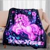 1PC Custom Name Unicorn Magic Night Sky flannel blanket versatile,all-season throw suitable for the living room,bedroom,camping,travel,and gift