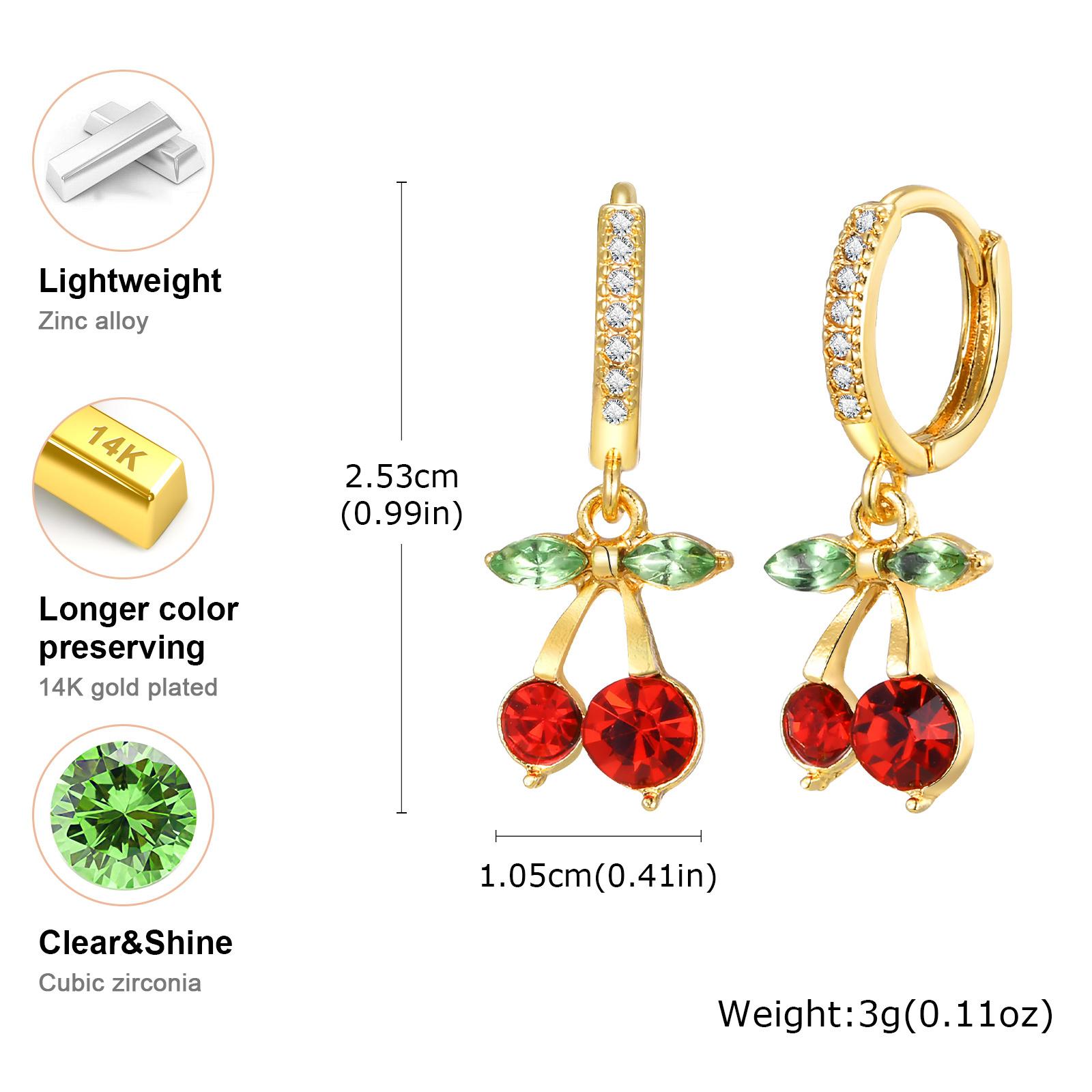 

Cute Red Cystal Cherry Pendant Necklace for Women, 18K Gold Color Plated Delicate Jewelry