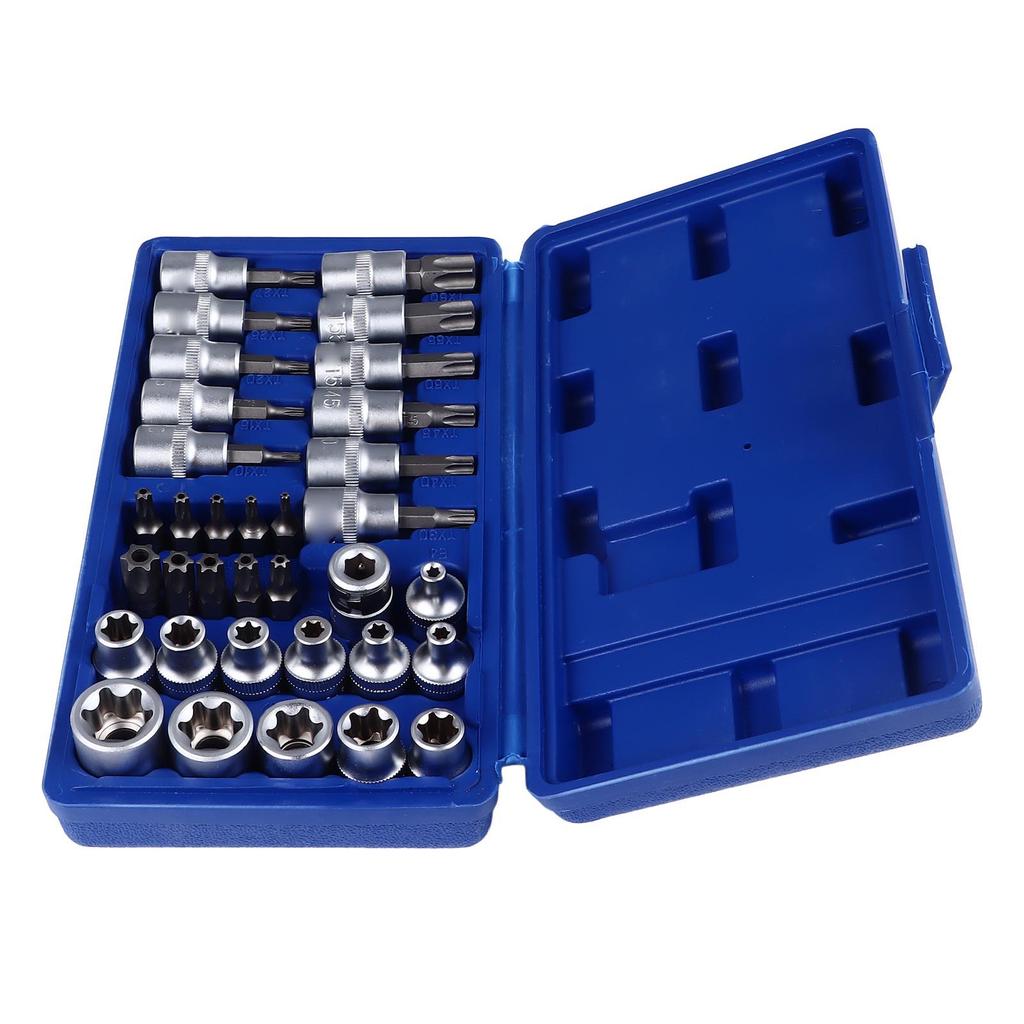 Set 34 Buc. Biți Șurubelniță Stea cu Soclu cu Cutie de Depozitare pentru Întreținere și Reparații Bicicletă Motocicletă Mașină