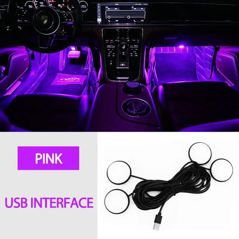 

LED Car Interior Floor Decorative Light USB Atmosphere Ambient Lamp Accessories C рожевий