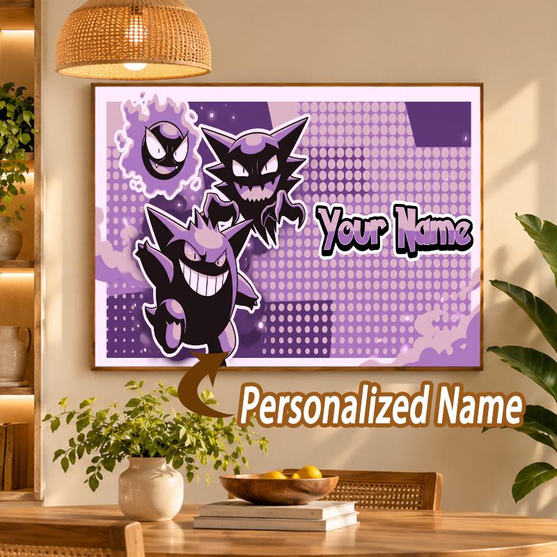 Gengar Haunter Gastly Custom Name Diamond Painting Personalized 5D Full Drill DIY Diamond Art Home Decor