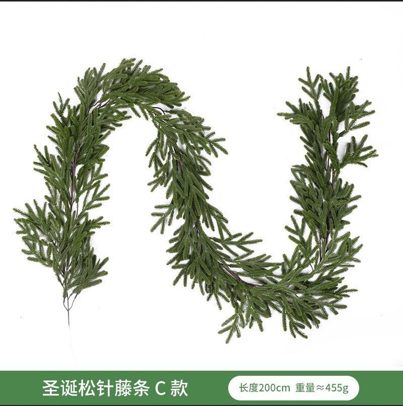 Artificial Pine Needle Dogtail Vine Wall Hanging Christmas Home Decor Fake Green Plants For Indoor Outdoor Mall Decoration