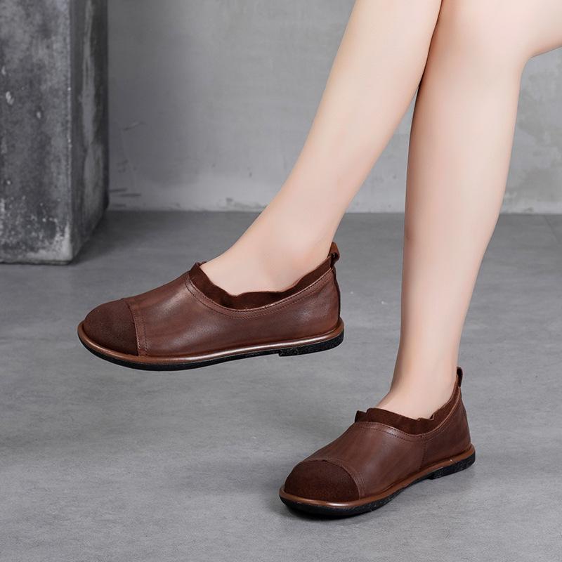 Retro-pulido cuero zapatos de mujer zapatos individuales de fondo plano  2020 Deep Mouth Art Lotus Leaf Autumn Shoes comprar a buen precio — entrega  gratuita, reseñas reales con fotos — Joom