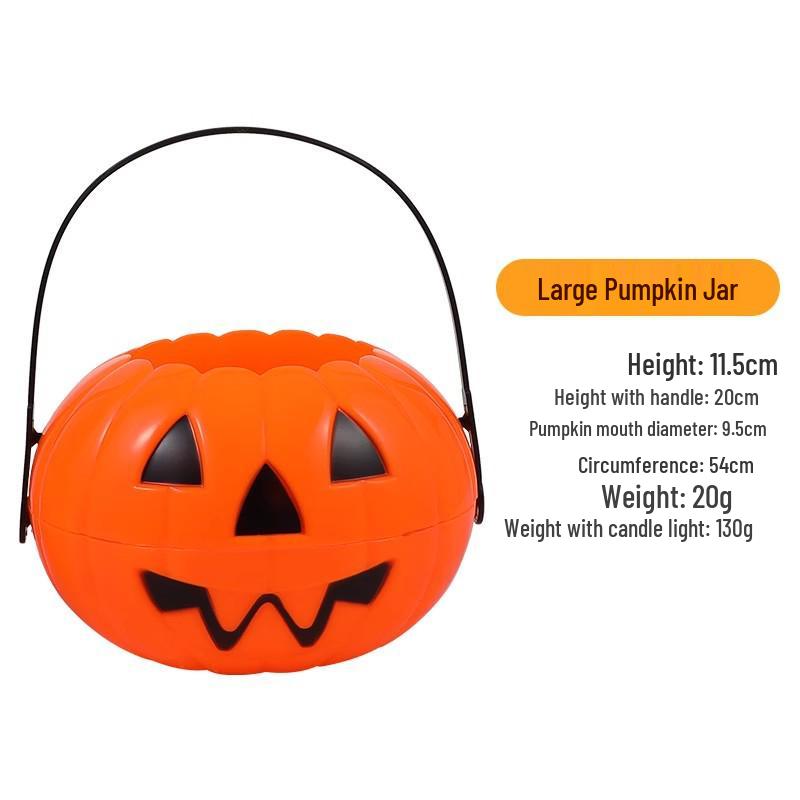 Halloween Shopping Mall Decor: Pumpkin Lantern & Bucket Candy Jar for Kids' Scenes