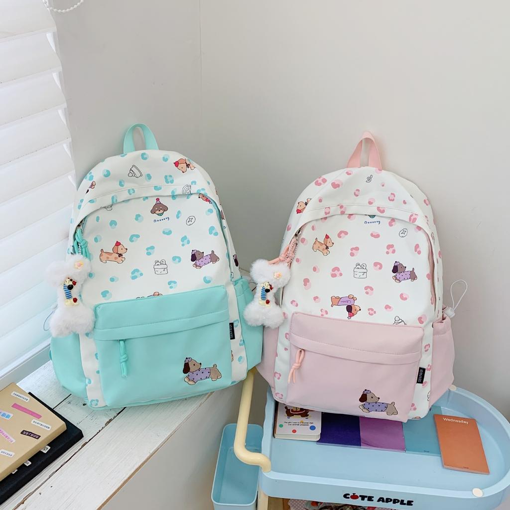 Schoolbag Korean new backpack female ins wind large capacity lightweight student schoolbag high value versatile contrasting color backpack