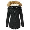 Women's Winter Warm Fur Collar Zipper Long Sleeve Slim Fit Hooded Jacket
