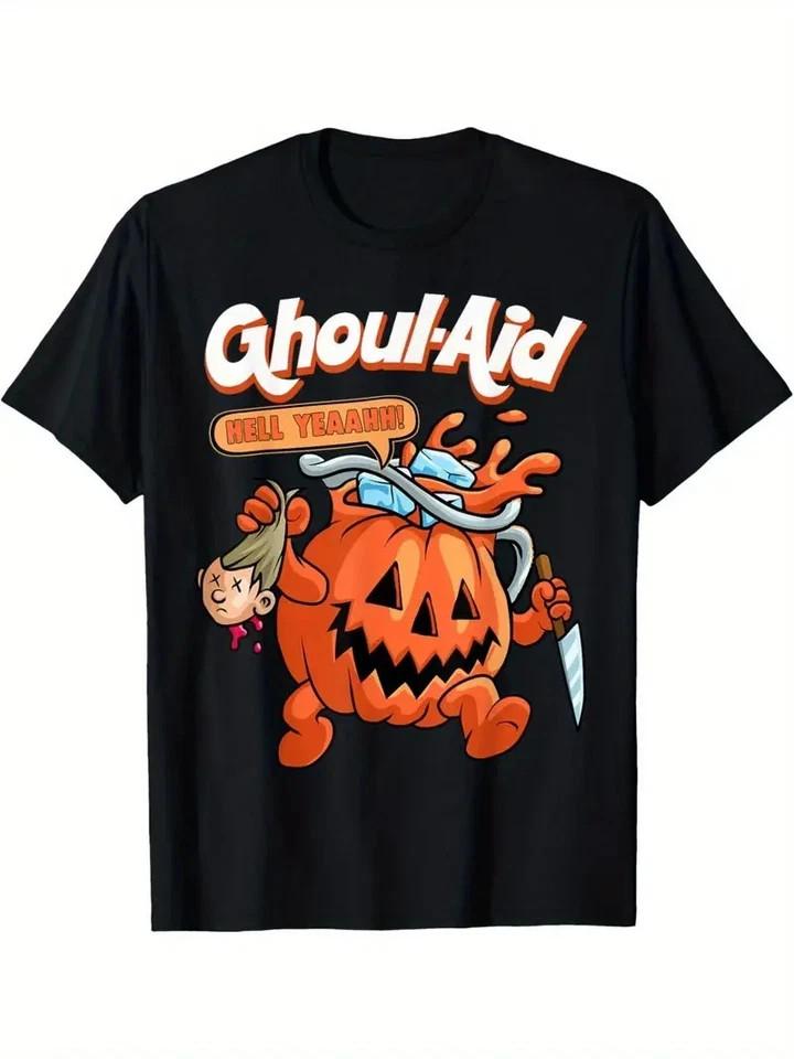 Men s Halloween Ghoul Aid Pumpkin Graphic   Short Sleeve Cre Unisex T-Shirt XXL