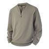 Men's Quarter-Zip Waffle Knit Pullover - Casual Long Sleeve Sweatshirt