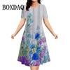 Fashion Elegant Women‘S Dresses Butterfly Flowers Print Dress Casual O-Neck Loose Plus Size Vacation A-Line Clothes 2026 Summer