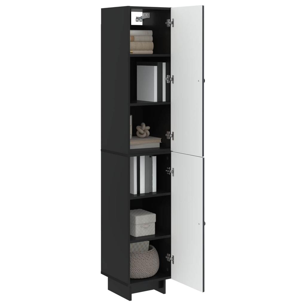 2 Piece Cabinet Set Black 13.6 x 13 x 35.4 in (34.5 x 33 x 90 cm) Particleboard