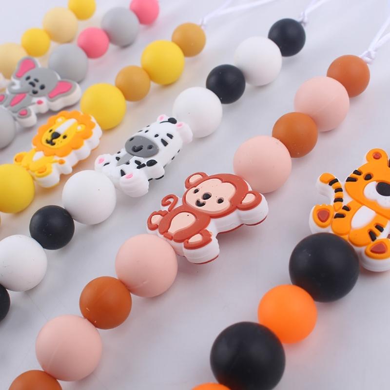 Cartoon Animal Soother Chain Baby Pacifier Holder Toddlers Pacifier Straps Teether Toy Pacifier Chain Baby Supply
