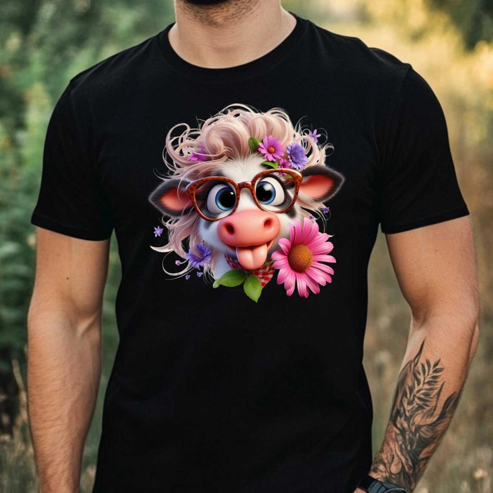 T-Shirt Herren Lustige Kuh Motiv Baumwolle Größe XS bis 5XL M