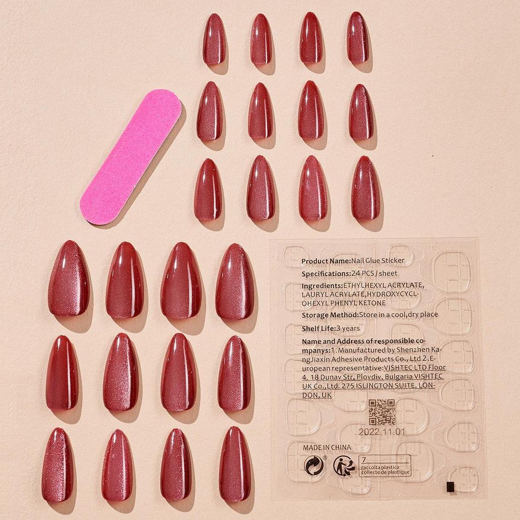 24pcs/Box Detachable Ballerina False Nails Wearable Fake Nails Cat Eye Nail Tips Manicure Tool Press On Nails