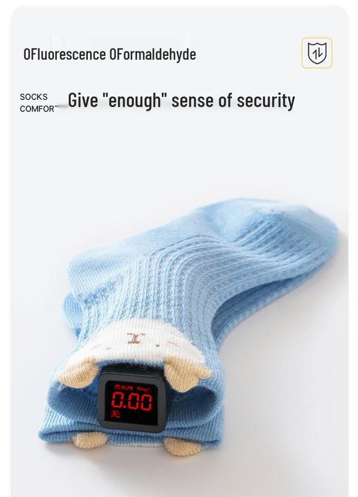Seamless Cotton Baby Socks: Spring/Summer Mesh with Cartoon Bear Design, Antibacterial for Children