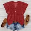 Damen Shirt V-Ausschnitt Rüschen Kurzarm Pullover Tops Lockere Passform Punkt