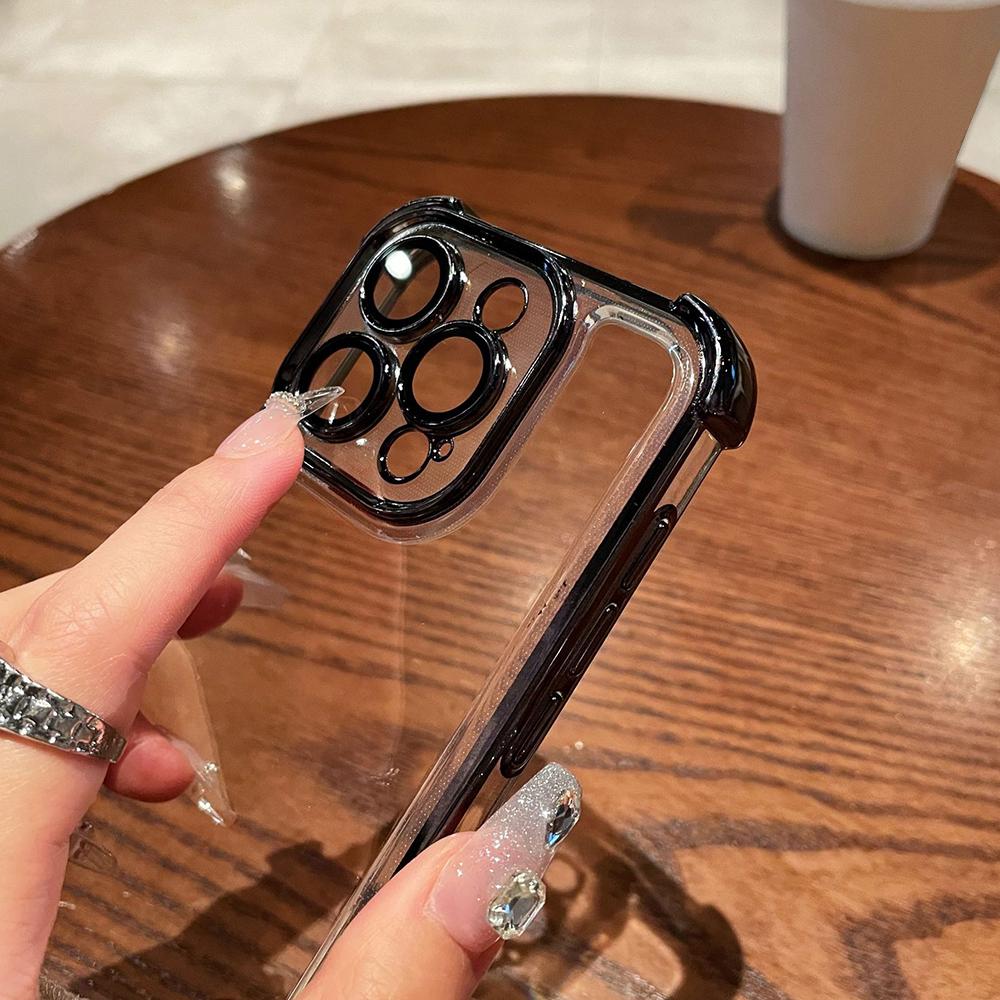 Electroplated Four Corners Anti Drop Transparent Protective Phone Cases for iPhone Huawei Honor OPPO Infinix Itel Tecno