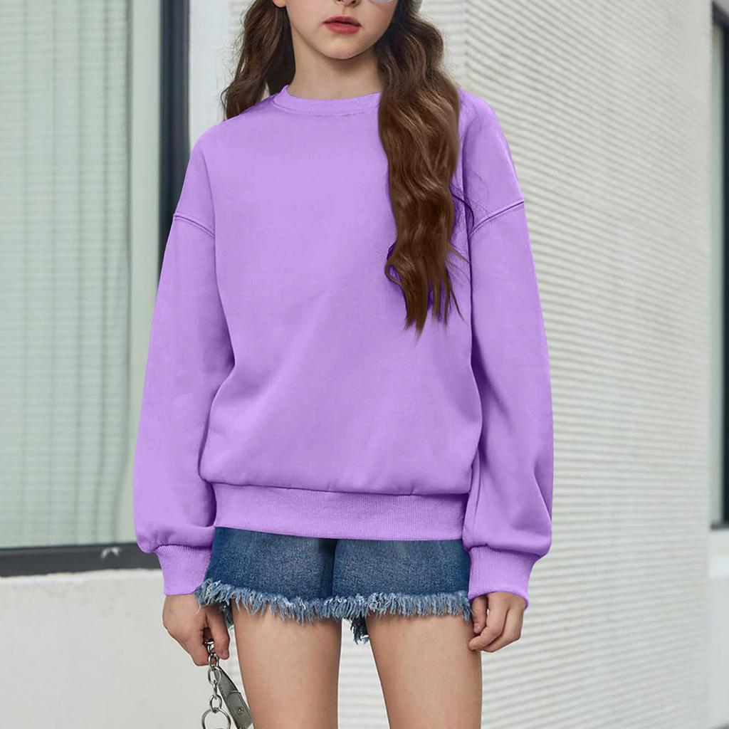Jungen Mädchen Pullover Oberteil Lockerer Schnitt Farbe Sportlich Lässig Oberteil für Kinder