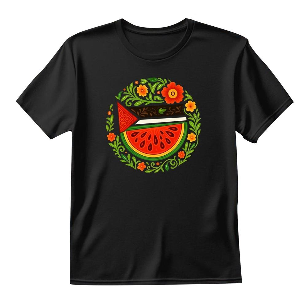 Solidarity Palestine T Shirt Watermelon Symbol Printed Save Gaza Protest Colors