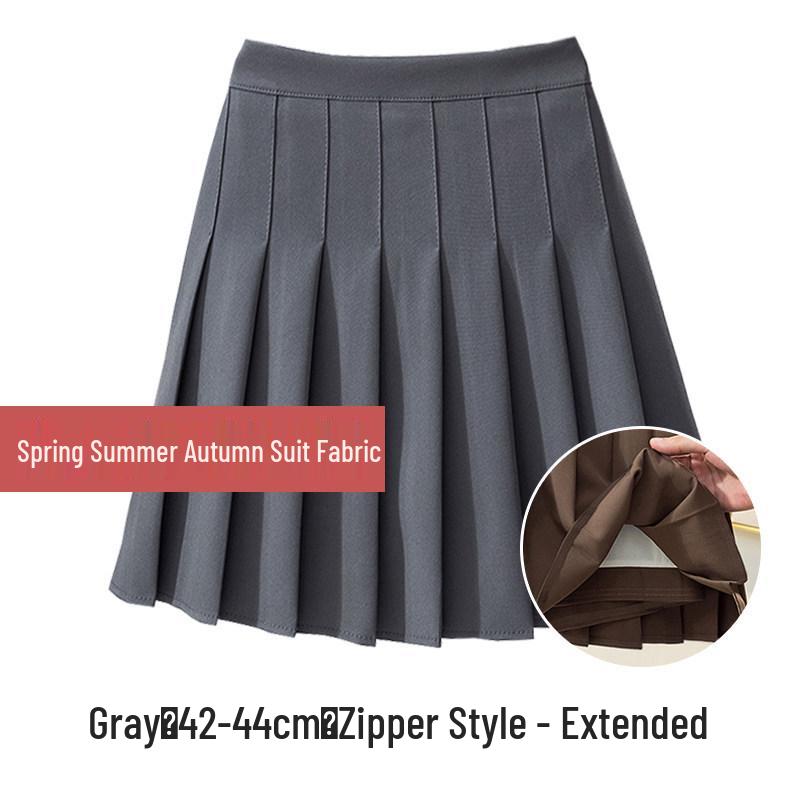 Women's High-Waisted Woolen Pleated A-Line Skirt - Slimming Autumn/Winter Academy Style