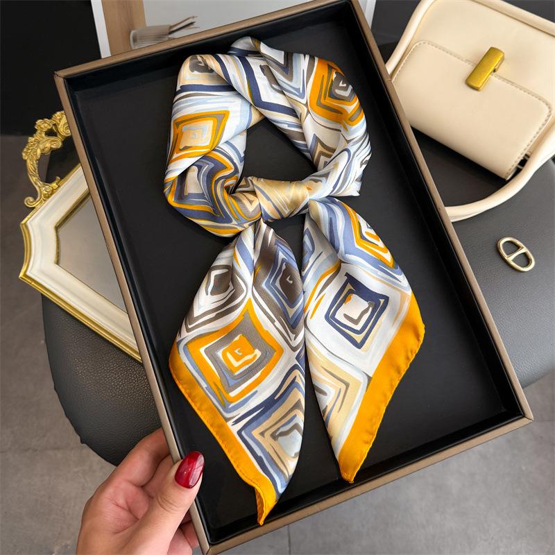 Print 70cm Silk Satin Headkerchief Women Luxury Design Neck Tie Scarf Female Hair Hand Wrist Foulard Shawl Hijab Bandana Scarves