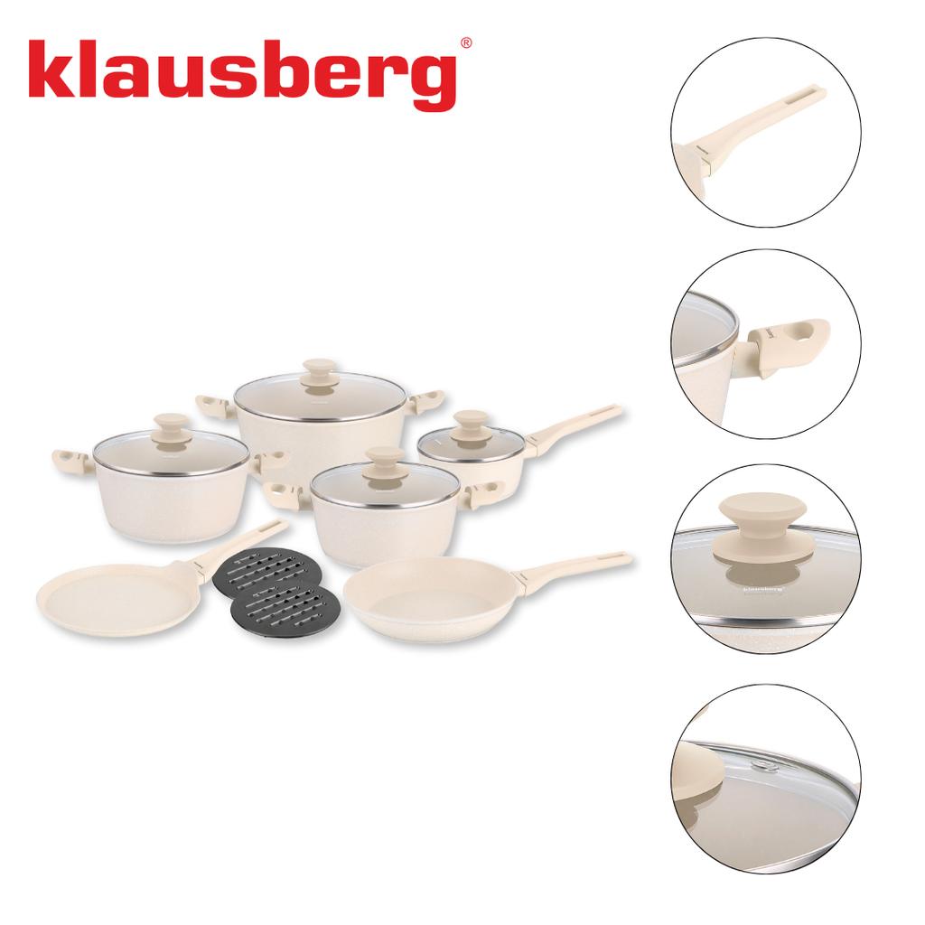 Komplet garnków z marmurkową powłoką nieprzywierającą 12-ele KLAUSBERG KB-7884
