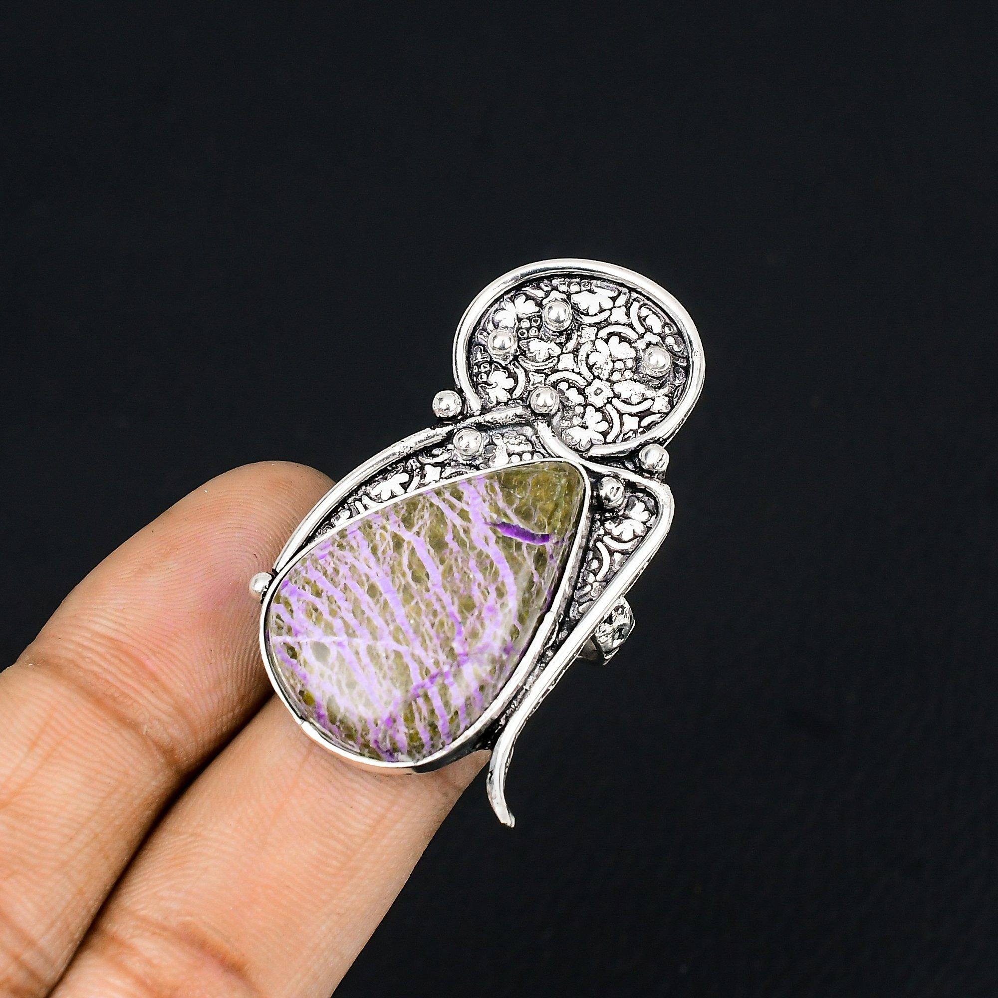 

Daughters Day Sale Natural Purpurite 925 Sterling Silver Solitaire Ring US 6.5 6.5