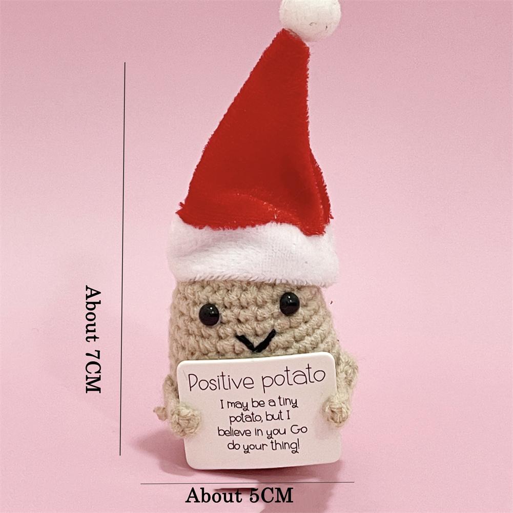 Komik Pozitif Enerji Patates Sarılma Cep El Dikişi El Yapımı Peluş Yün Örme Bebek Kartlı Ev Oda Noel Dekoru Hediye