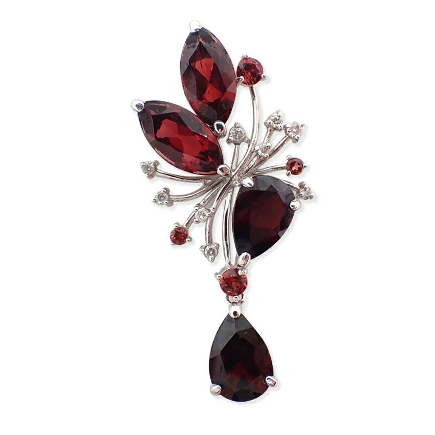 

[Used] K14WG Garnet Diamond Pendant Top/g514-50