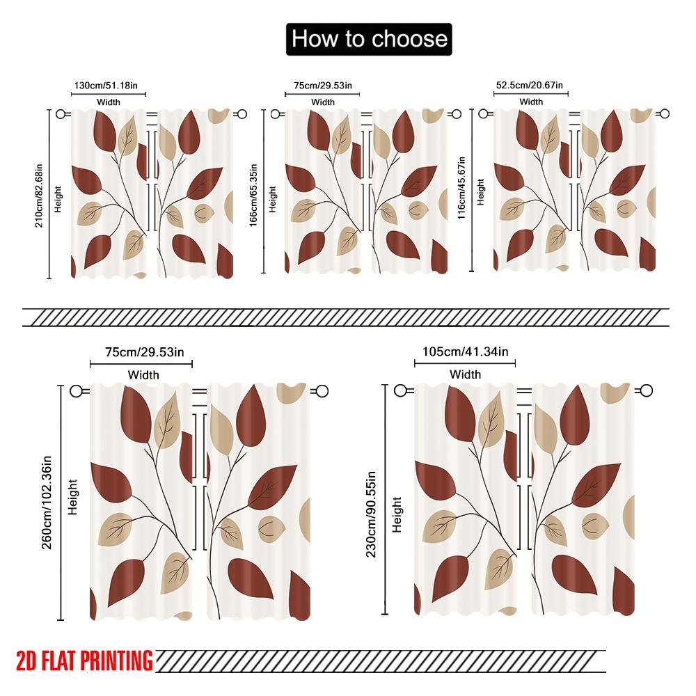 2 Stück, 2D-Flachdruck Vorhänge Rollos Herbstblätter Polyester (ohne Stange) Festliche Nutzung für Wohnzimmer, Büro,