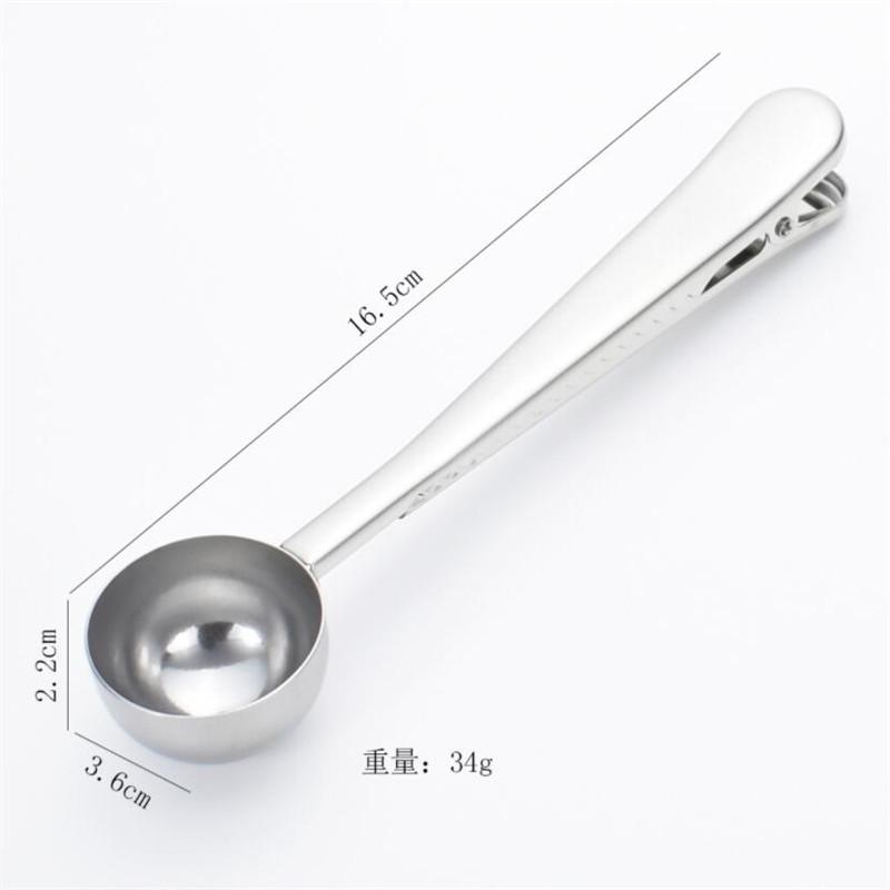 Two-in-one Stainless Steel Coffee Spoon Sealing Clip Kitchen Gold Accessories Recipient Cafe Expresso Cucharilla Decoration
