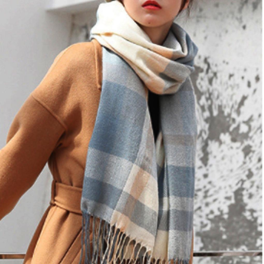 Cashmere Winter Soft Check Muffler Women's Scarf