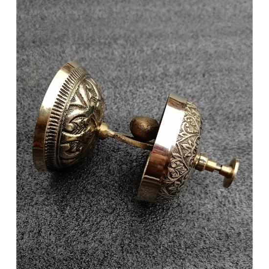 Dzwonek dekoracyjny na stół w stylu vintage, mosiężny, kwiatowy, dzwonek przywołujący, dzwonek na ladę hotelową, dzwonek na biurko, dzwonek dekoracyjny do biura, dekoracja stołu, dzwonek prezentowy