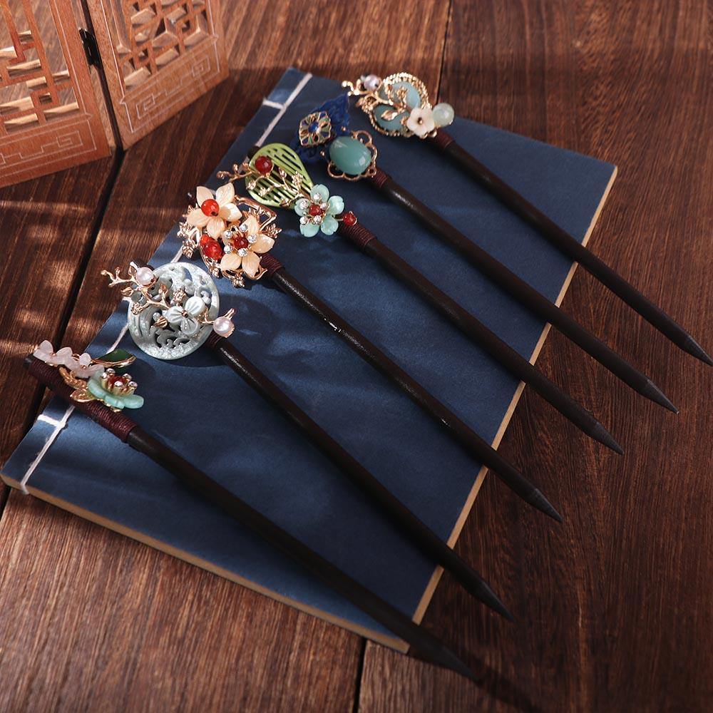 Chinese Flower Hair Sticks Handmade Hair Stick Pins Decorative Hanfu Hair Fork For Women Girls