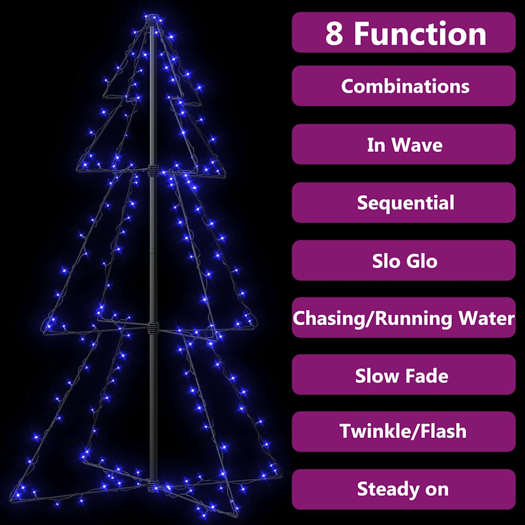 Christmas Cone Tree with 160 LEDs for Indoor & Outdoor Use 78 X 120 Cm