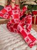 1116 European and American Pajamas Women's Christmas New Year Cartoon Two-piece Set Milk Silk Loungewear