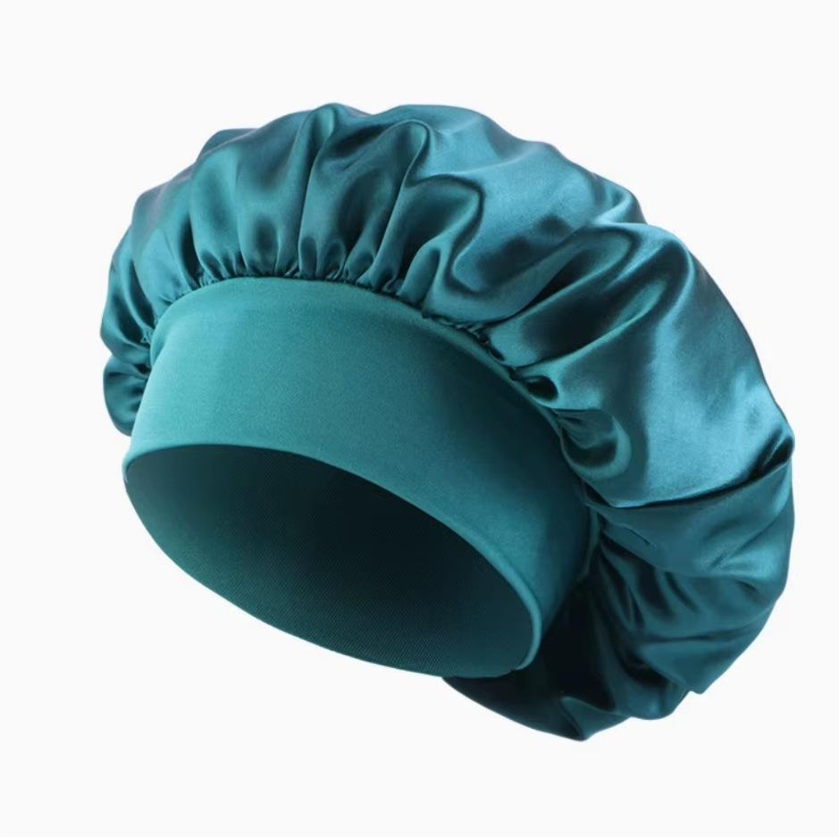 Wide-brimmed high-elastic satin nightcap, women's beauty salon hair care hat, confinement chemotherapy cap