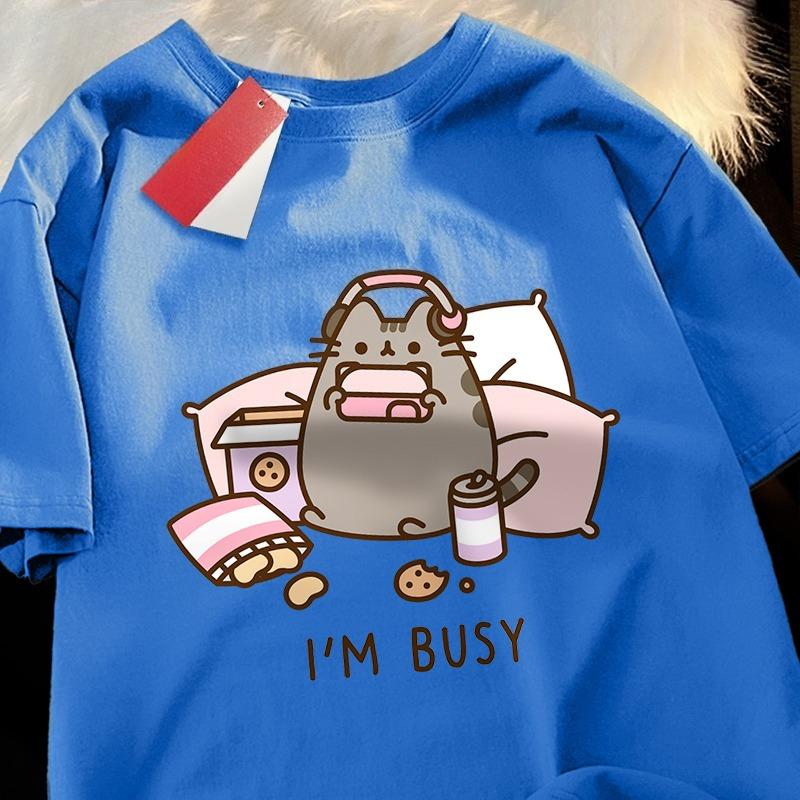2026 Hot Sale Sorry I'M Busy Cat Playing Games with Headphones Men Women T Shirt High Quality Brand Clothing Loose T Shirts Cotton Shirt Tops Couple