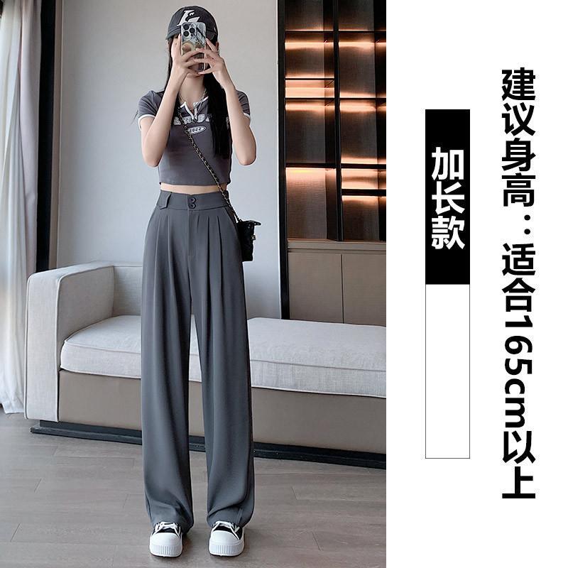 Black Suit Pants Women's Spring and Summer New Casual Small Narrow Version Thin Wide-leg Pants Advanced Drape