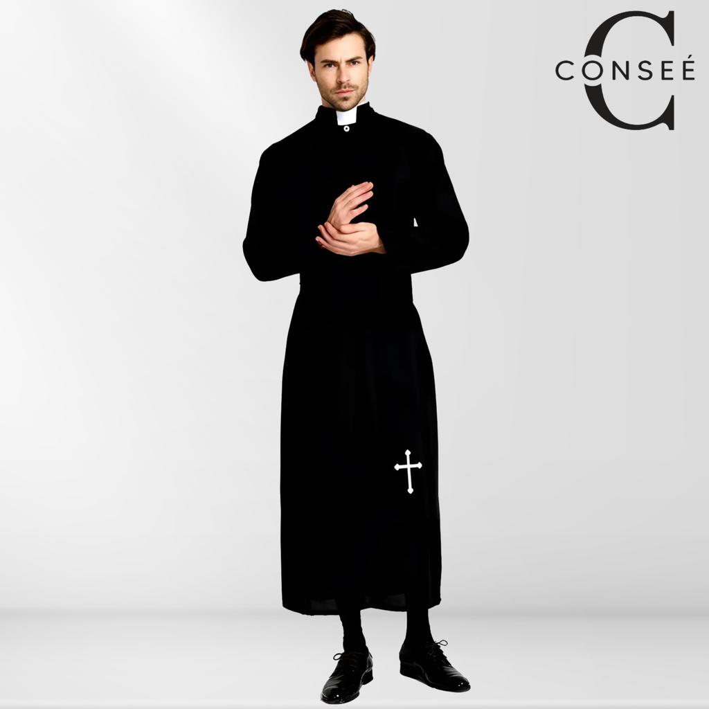 Priest's Carnival Costume, Priest's Cassock For Adults, Fancy Dress Costume