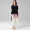 Wudao Light Luxury Pleated Beaded Round Neck Short Sleeve T-Shirt